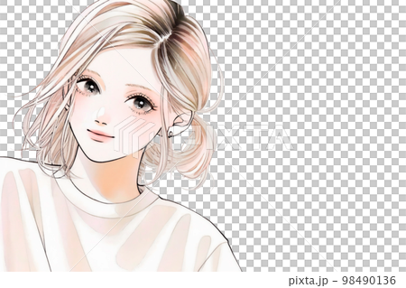 清潔感のある綺麗なお姉さん　水彩画「AI生成画像」 98490136