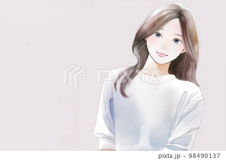 清潔感のある綺麗なお姉さん　水彩画「AI生成画像」 98490137