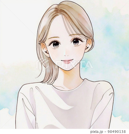 清潔感のある綺麗なお姉さん　水彩画「AI生成画像」 98490138