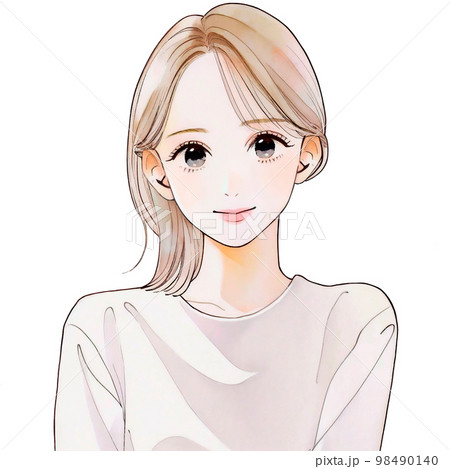 清潔感のある綺麗なお姉さん　水彩画「AI生成画像」 98490140