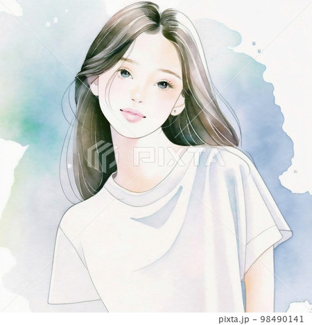 清潔感のある綺麗なお姉さん　水彩画「AI生成画像」 98490141
