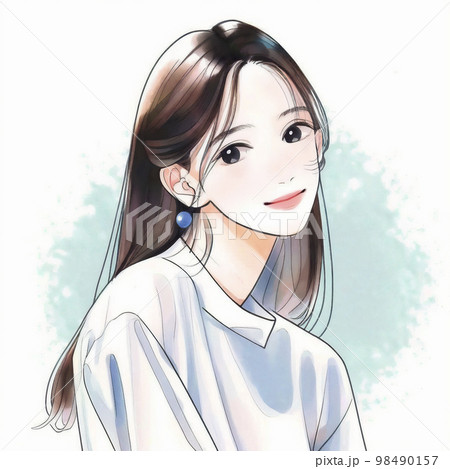 清潔感のある綺麗なお姉さん　水彩画「AI生成画像」 98490157