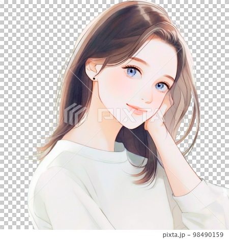 清潔感のある綺麗なお姉さん　水彩画「AI生成画像」 98490159