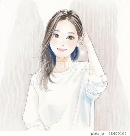 清潔感のある綺麗なお姉さん　水彩画「AI生成画像」 98490163