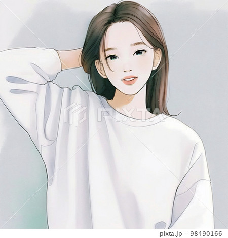 清潔感のある綺麗なお姉さん　水彩画「AI生成画像」 98490166