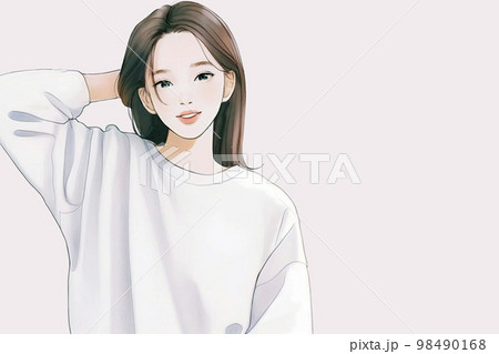 清潔感のある綺麗なお姉さん　水彩画「AI生成画像」 98490168