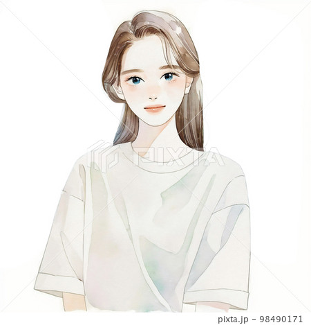 清潔感のある綺麗なお姉さん　水彩画「AI生成画像」 98490171