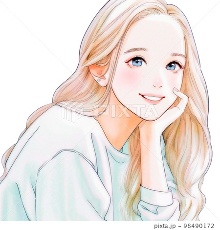 清潔感のある綺麗なお姉さん　水彩画「AI生成画像」 98490172