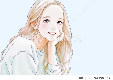 清潔感のある綺麗なお姉さん　水彩画「AI生成画像」 98490173