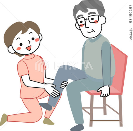 理学療法士とリハビリに取り組むシニア男性 98490197
