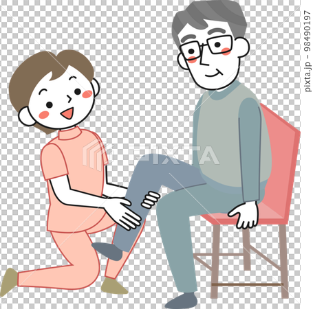 理学療法士とリハビリに取り組むシニア男性 98490197