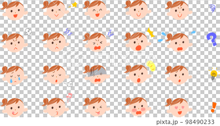 20 different facial expressions of young women No outline 20 different facial expressions of young women No outline 98490233