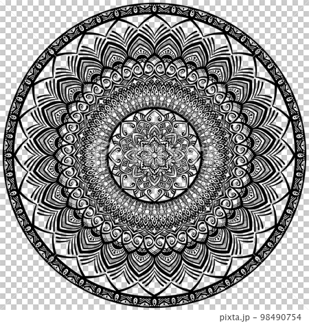 Mandala art (line drawing, geometric patterns, flowers) Mandala art (line drawing, geometric patterns, flowers) 98490754