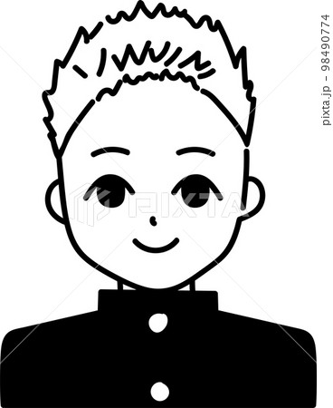 短髪の男子学生のアイコン　モノクロ 98490774
