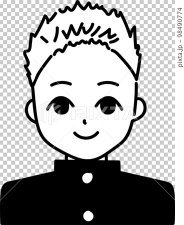短髪の男子学生のアイコン　モノクロ 98490774