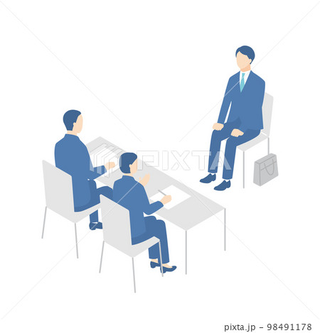 面接を受ける男性と審査する面接官 面接を受ける男性と審査する面接官 98491178