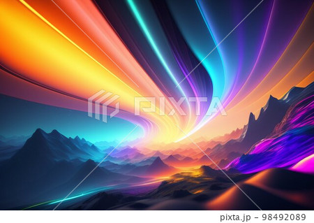 レインボーの光線と大地 未来 レインボーの光線と大地 未来 98492089