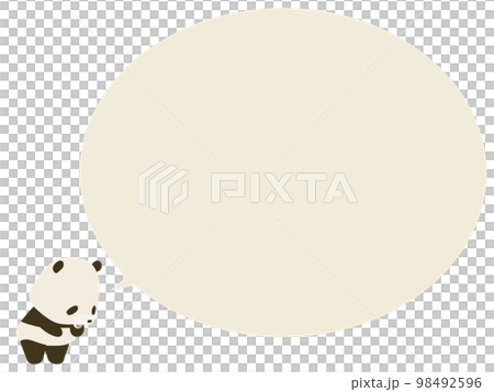 熊貓笑著鞠躬。與講話泡泡 熊貓笑著鞠躬。與講話泡泡 98492596