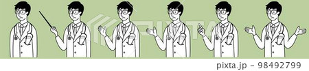 困った顔の博士（医師）のイラストセット 98492799