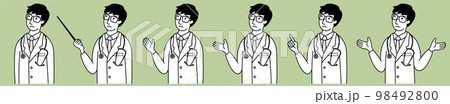 困った顔の博士（医師）のイラストセット 98492800