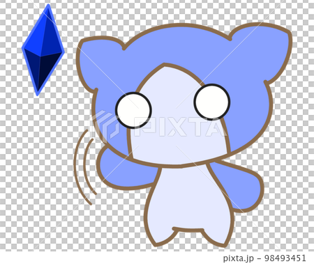 A cute monster waving a blue motif A cute monster waving a blue motif 98493451