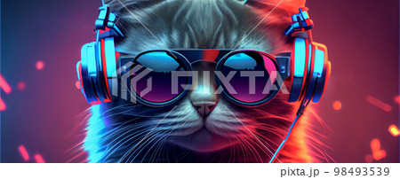 Cat DJ, Cat with Headphones | Sticker