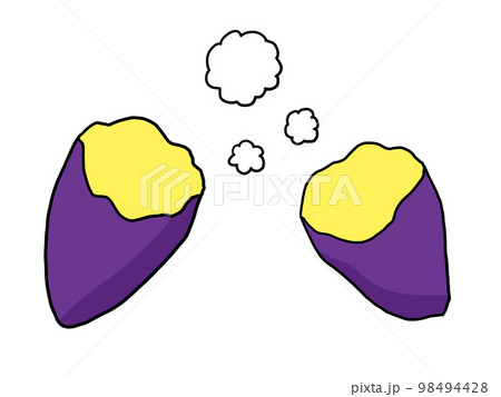 シンプルにデフォルメした焼き芋のイラスト 98494428
