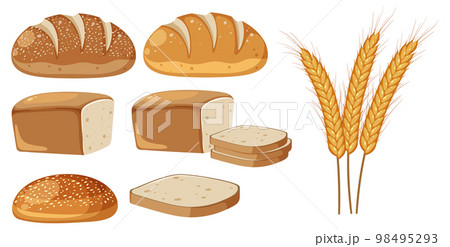 Set of bread and wheat 98495293