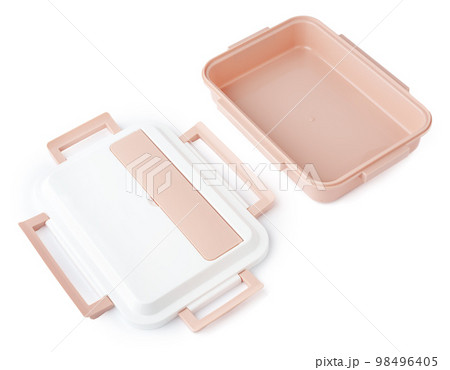 Close up of food containers isolated on white background. Close up of food containers isolated on white background. 98496405