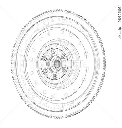 Sketch of clutch basket for the car. Vector Sketch of clutch basket for the car. Vector 98496864