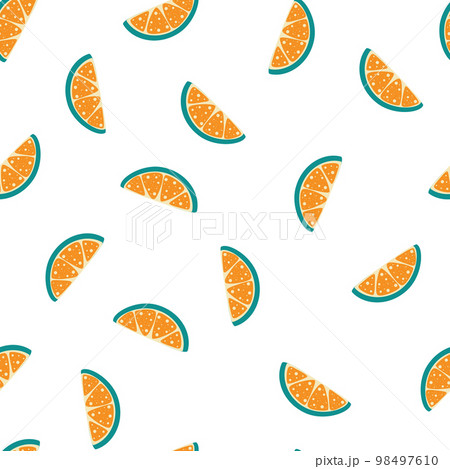 Lemon slice seamless pattern. Sweet summer fruit background. Perfect for textile, wallpaper and scrapbook. Vector cartoon illustration Lemon slice seamless pattern. Sweet summer fruit background. Perfect for textile, wallpaper and scrapbook. Vector cartoon illustration 98497610