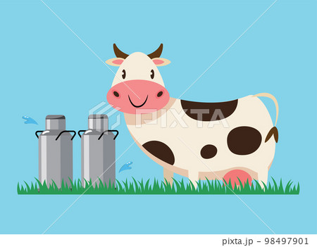 cow with milk can cartoon character vector illustration cow with milk can cartoon character vector illustration 98497901