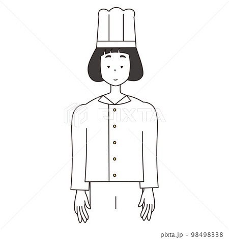 レストランで働くアジア人女性パテシエのイラスト素材 98498338