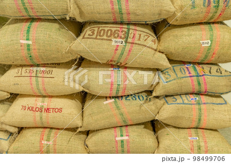 bags of coffee in storage ready for export bags of coffee in storage ready for export 98499706