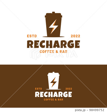Coffee Thunder Bolt Paper Cup Logo Design Template 98499752