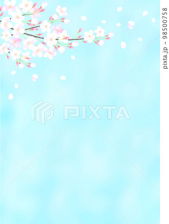 青空と桜の水彩タッチのベクターイラスト背景 98500758