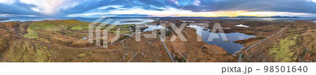 Aerial view of Pound Lough by Portnoo in County Donegal, Ireland. 98501640