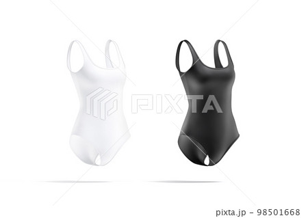 Blank black and white one-piece swimsuit mockup, side view Blank black and white one-piece swimsuit mockup, side view 98501668