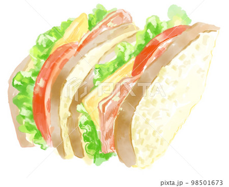 おいしそうなBLTサンドイッチの水彩イラスト 98501673