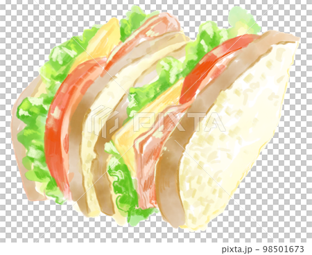 おいしそうなBLTサンドイッチの水彩イラスト 98501673