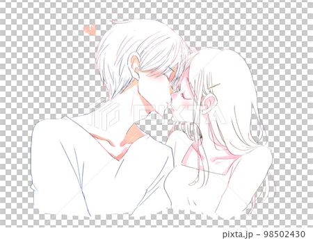 Line Drawings Men Women Kiss Stock Illustration 2184337023