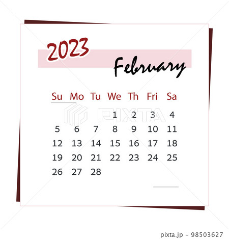 Calendar for the month of February 2023. Square calendar 98503627