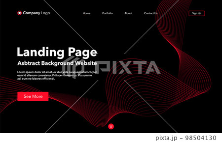 Landing Page. Abstract background website. Template for websites, or apps. Modern black with red design. Abstract vector style 98504130