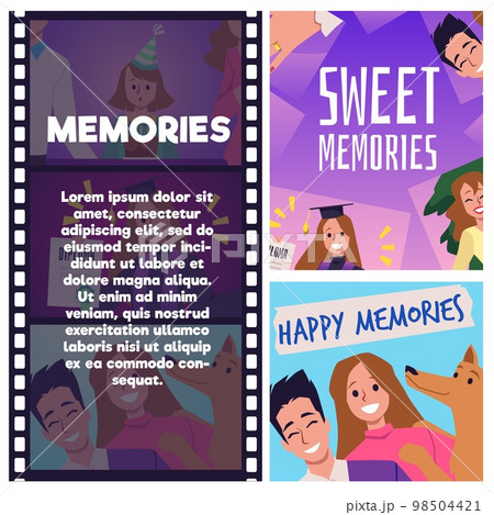 Happy memories banner template with text, flat...のイラスト素材 [98504421] - PIXTA