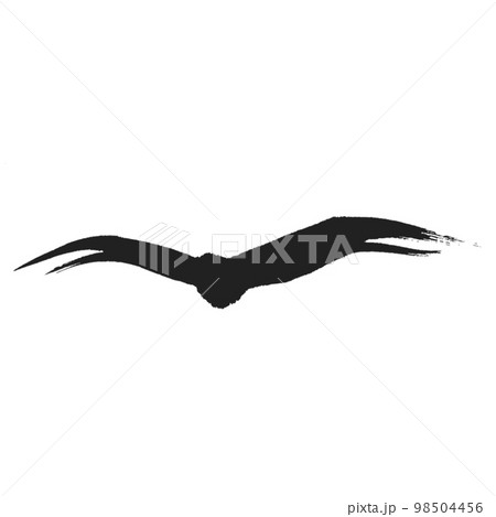 筆で書いた 鳥 スタイリッシュ 水墨画 濃淡なしのイラスト素材