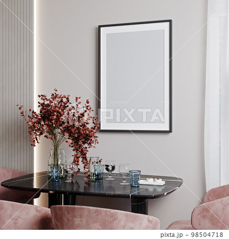 Poster frame mockup in modern pink interior background, 3d rendering 98504718