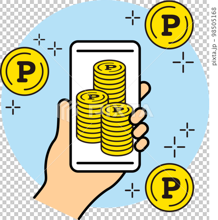 Point activity / point management / money / savings / savings (icon / vector) with smartphone 98505168