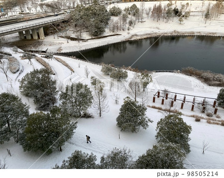 雪が降り積もった三田市の風景 雪が降り積もった三田市の風景 98505214