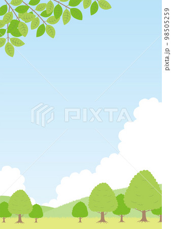 新緑の風景のイラスト_縦_2 新緑の風景のイラスト_縦_2 98505259