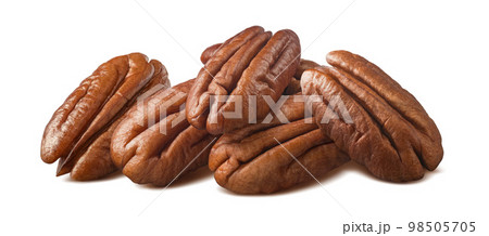 Big pecan nuts group isolated on white background. Horizontal layout 98505705